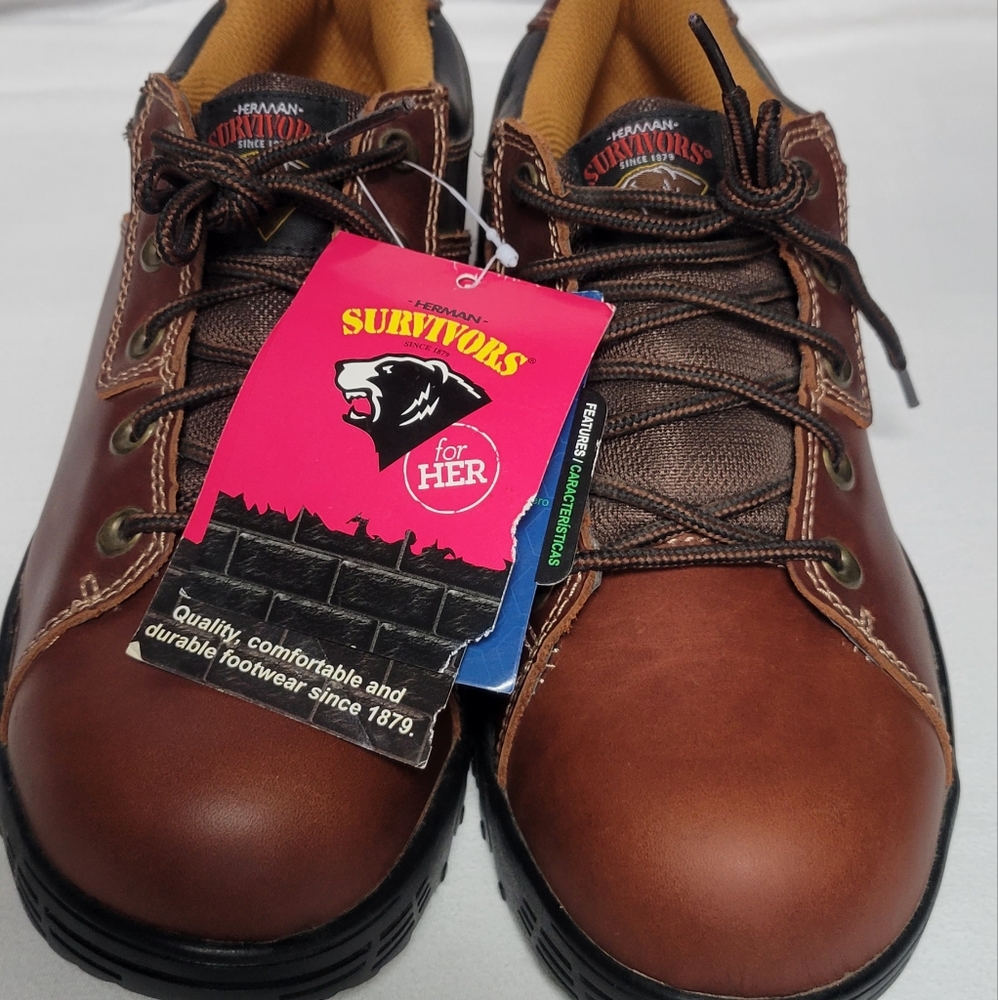 Herman Survivors Women's Leather Steel Toe Work Shoes Size 9.5 NWT